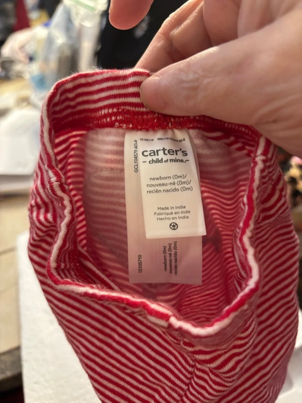 Carter's Red & White Striped Baby Pants Newborn